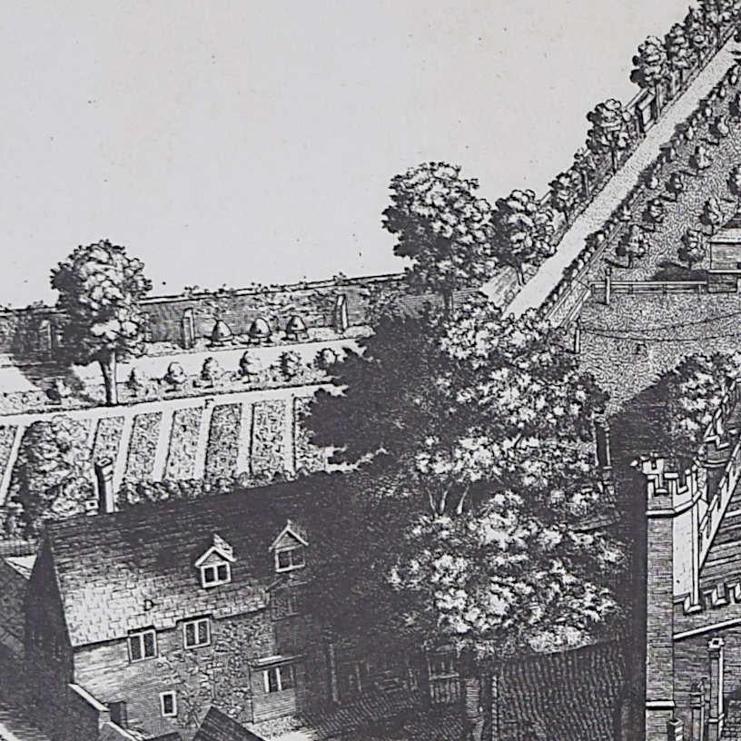 Gravure du Christ's College de Cambridge d'après David Loggan en vente 2