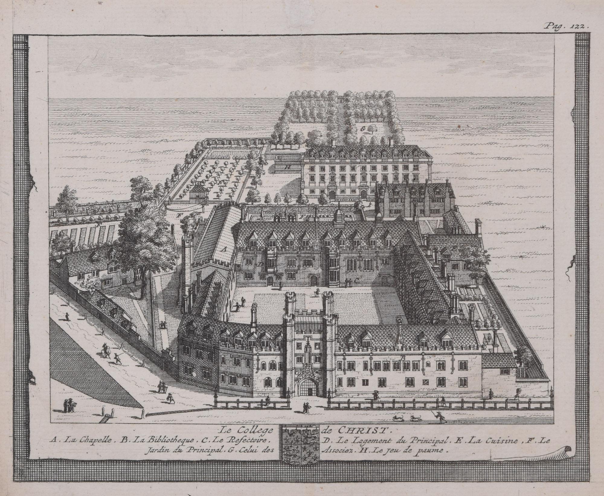 Christ's College, Cambridge engraving by Pieter van der Aa after David Loggan