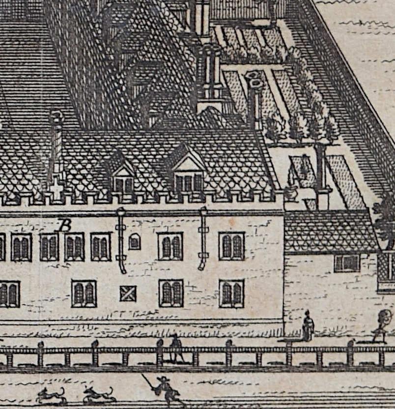 Christ's College, Cambridge engraving Pieter van der Aa after David Loggan - Realist Print by Pieter Van Der Aa