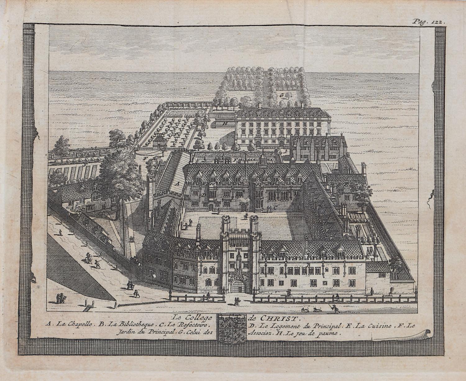 Christ's College, Cambridge engraving Pieter van der Aa after David Loggan