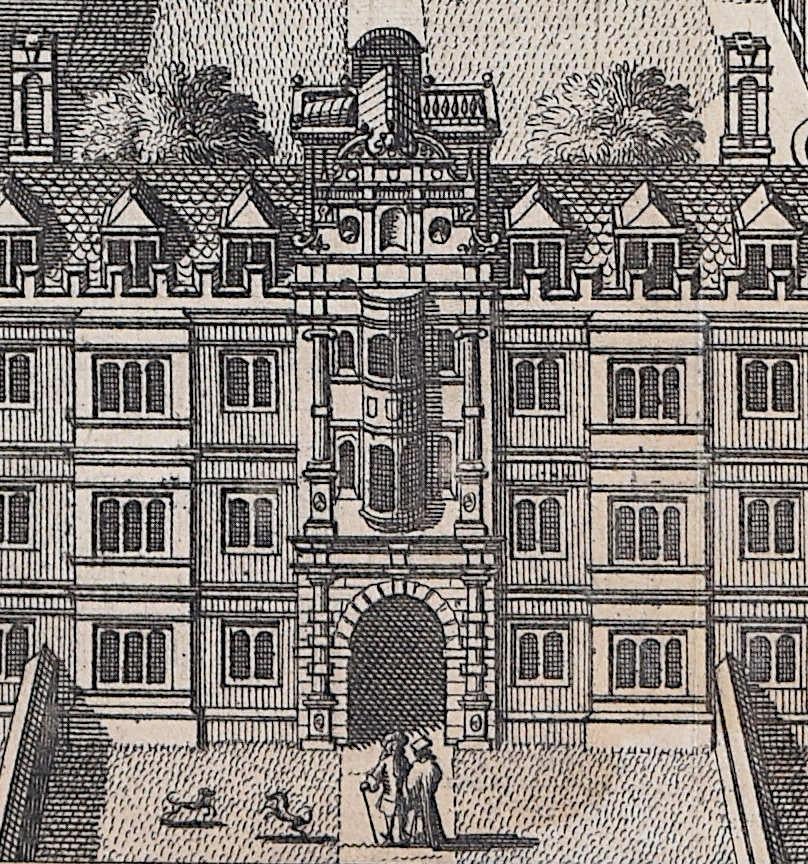 Clare College, Cambridge engraving Pieter van der Aa after David Loggan - Realist Print by Pieter Van Der Aa