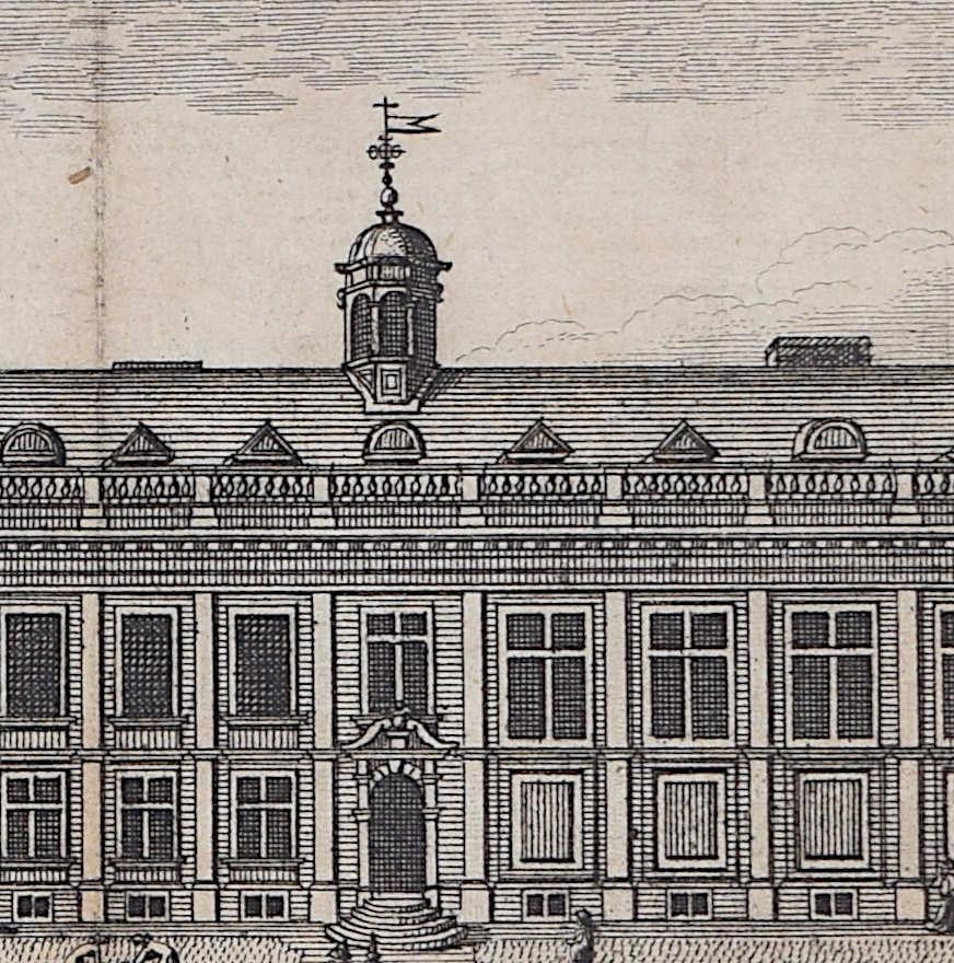 Clare College, Cambridge engraving Pieter van der Aa after David Loggan - Realist Print by Pieter Van Der Aa