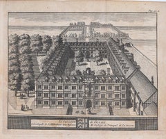Clare College, Cambridge grabado Pieter Van Der Aa según David Loggan