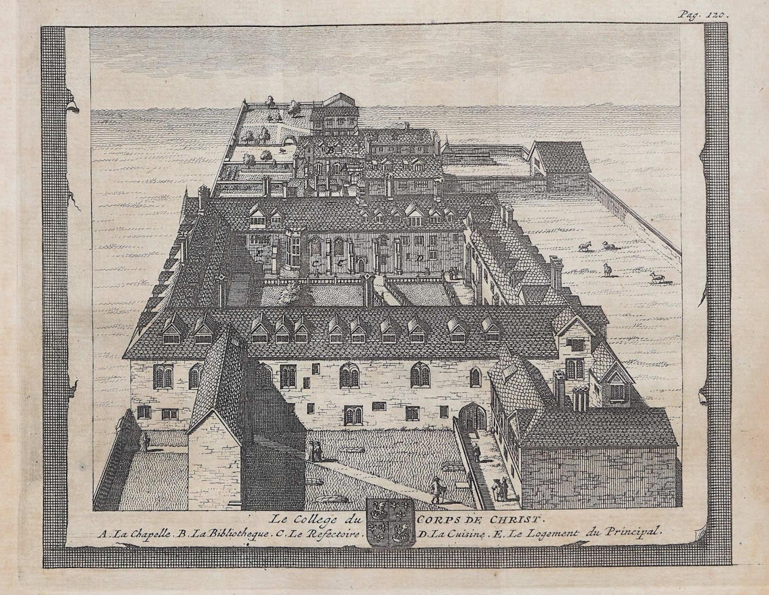 Corpus Christi, Cambridge engraving Pieter van der Aa after David Loggan