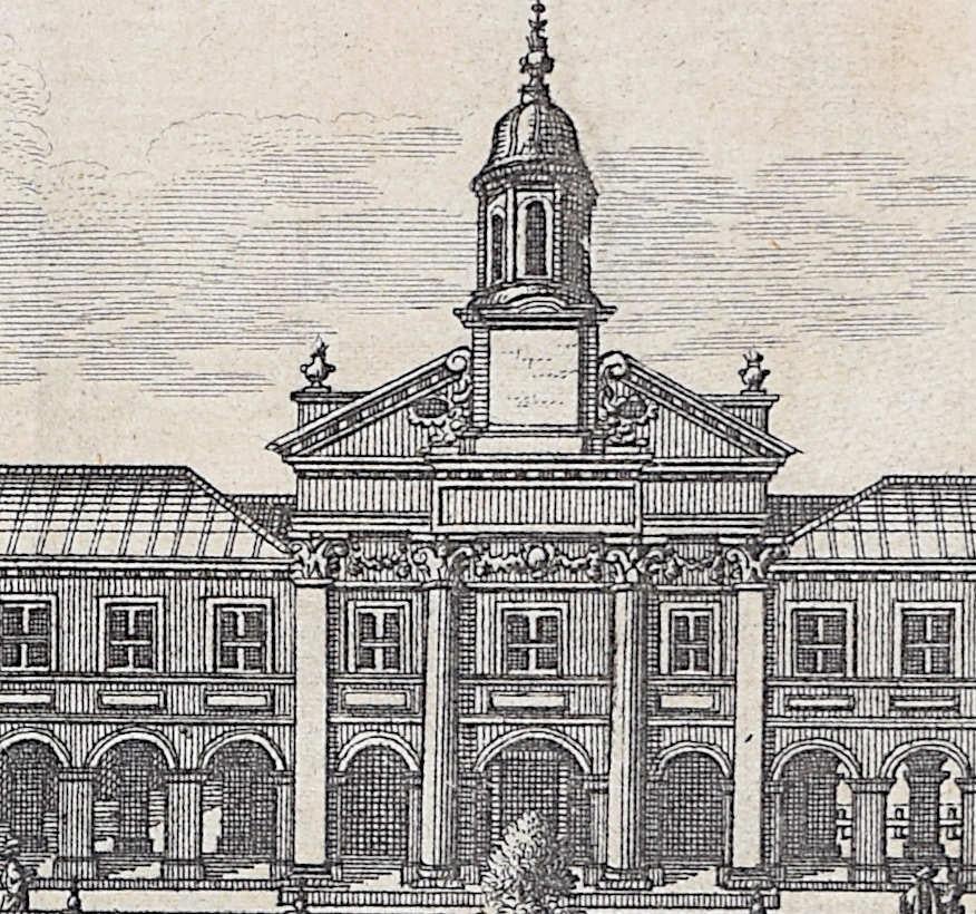 Gravur Pieter van der Aa nach David Loggan i, Emmanuel College, Cambridge, Kupferstich Pieter van der Aa (Realismus), Print, von Pieter Van Der Aa