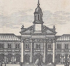 Emmanuel College, Cambridge engraving Pieter van der Aa after David Loggan i
