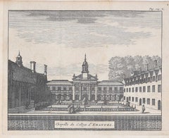 Emmanuel College, Cambridge incisione Pieter Van der Aa dopo David Loggan i