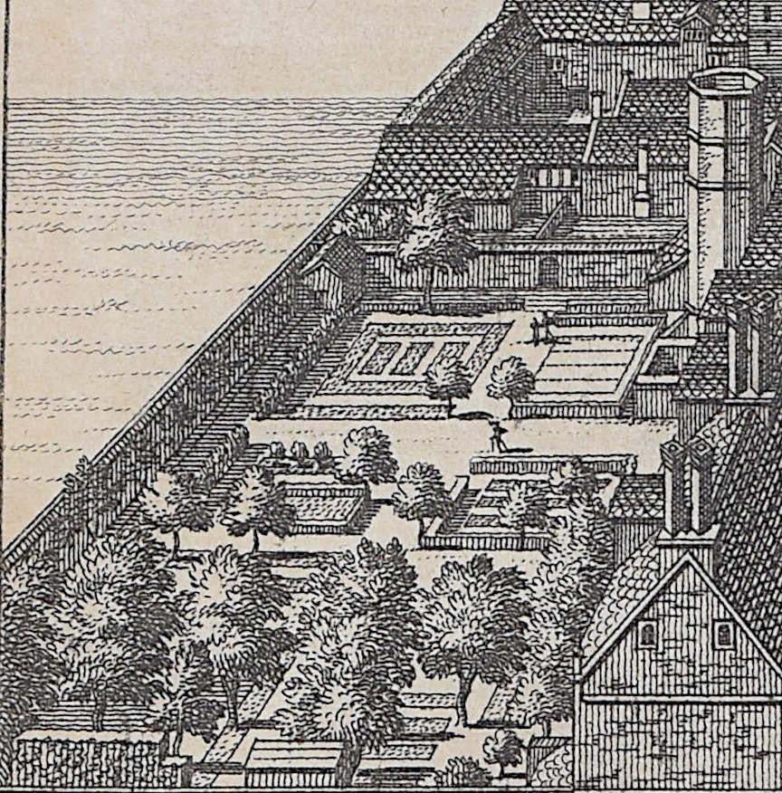 Gonville & Caius, Cambridge gravure Pieter Van Der Aa d'après David Loggan en vente 3
