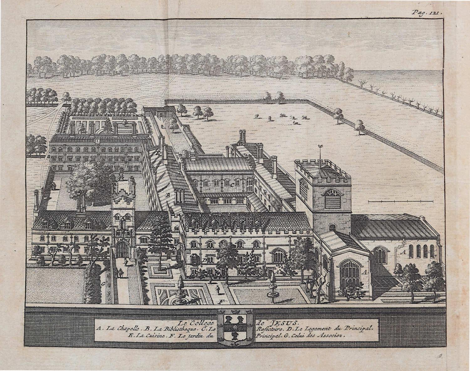 Gravure Pieter van der Aa d'après David Loggan, Cambridge - Print de Pieter Van Der Aa