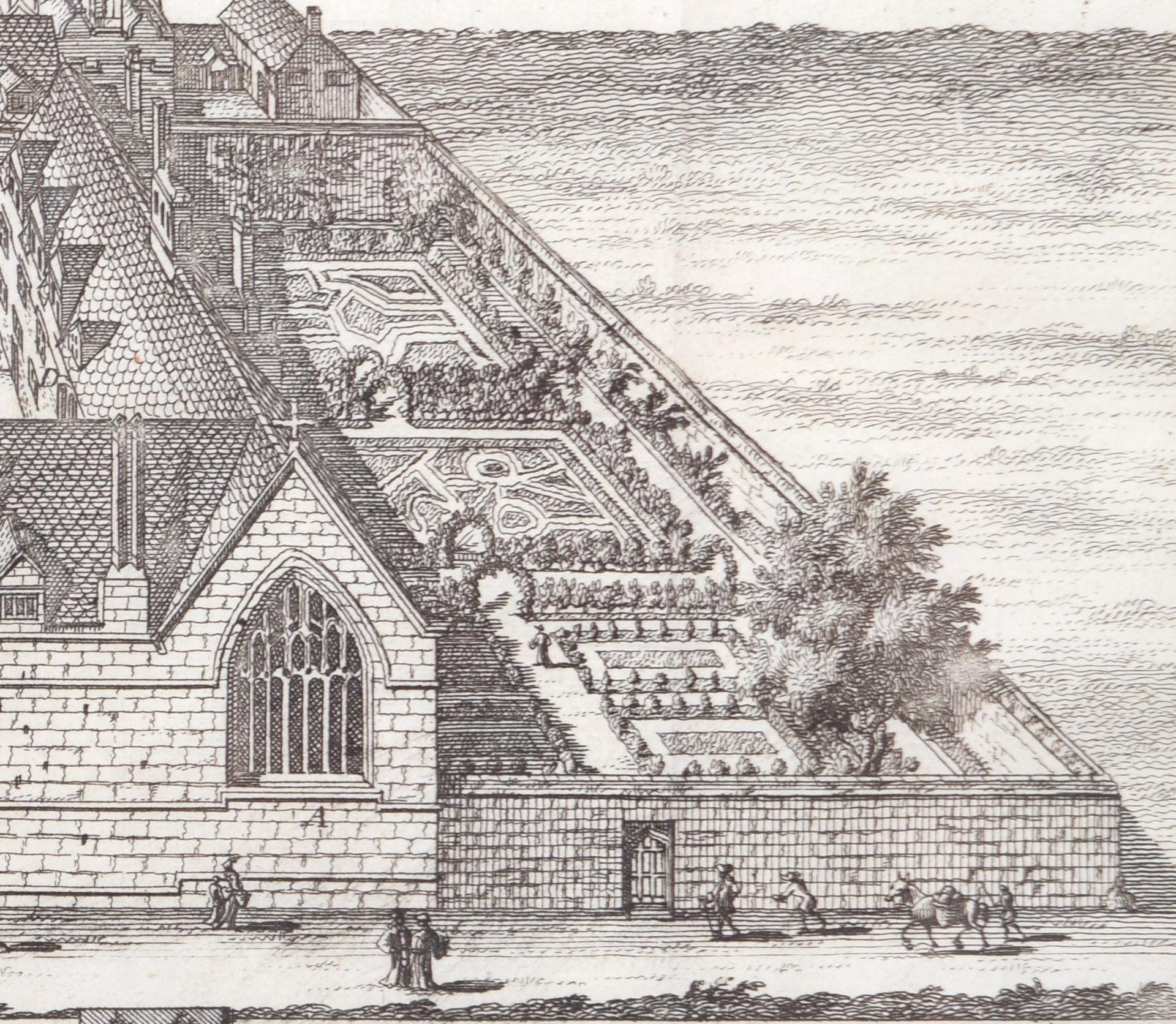 Jesus College, Oxford engraving by Pieter van der Aa after David Loggan For Sale 1