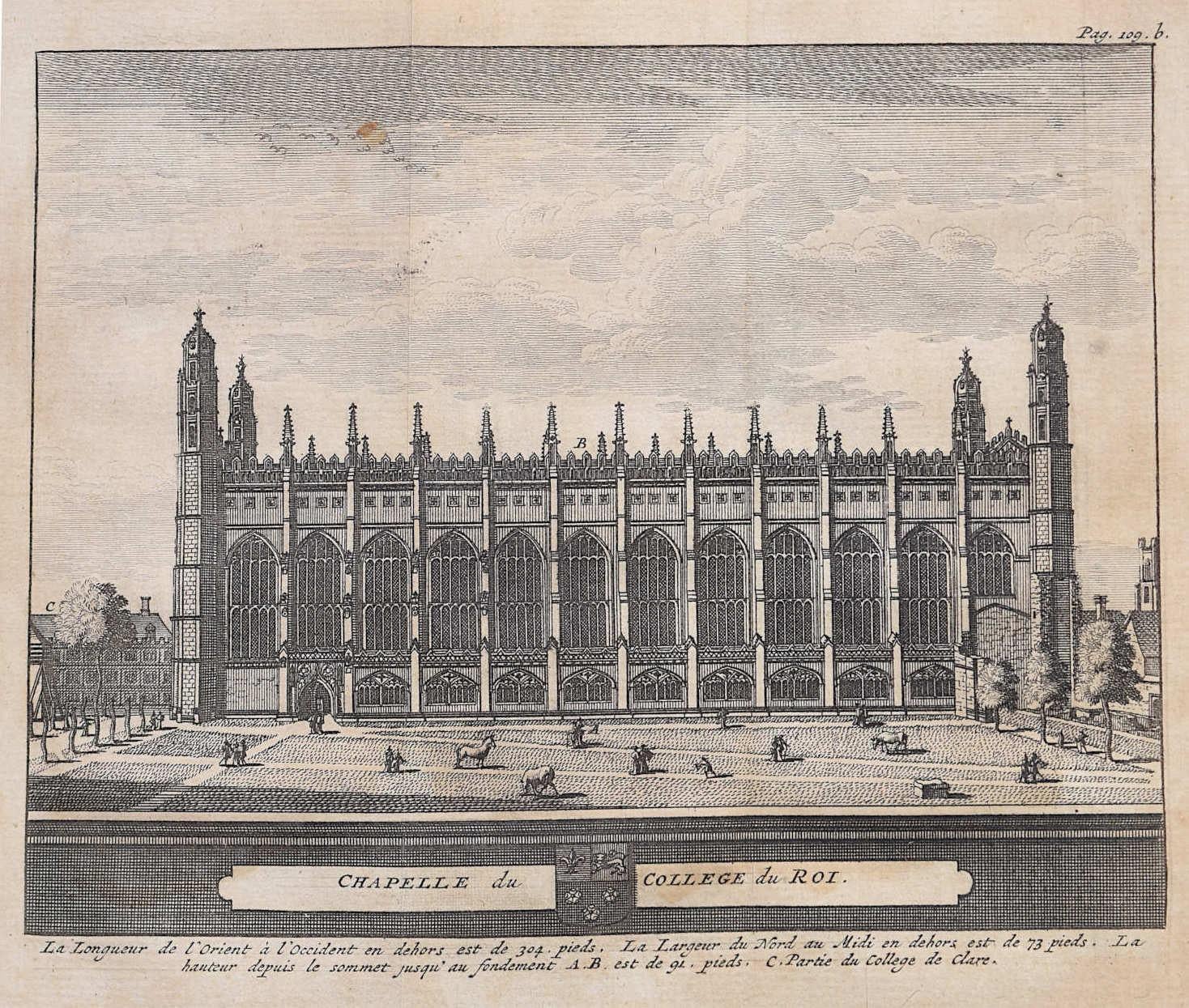 King's College, Cambridge, Kupferstich Pieter van der Aa nach David Loggan i – Print von Pieter Van Der Aa