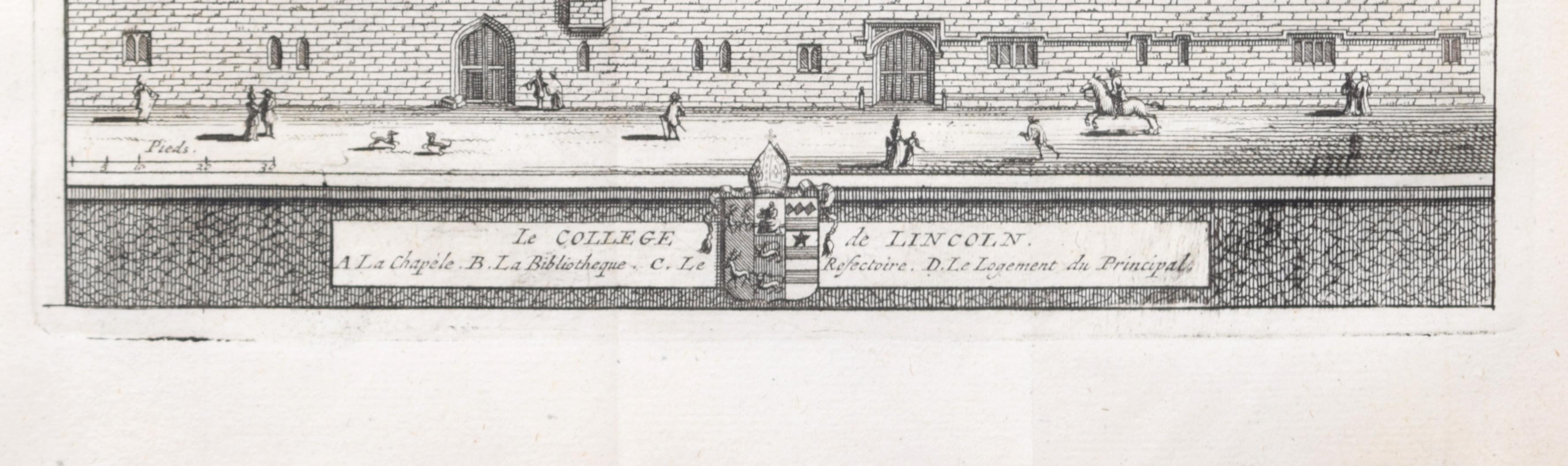 Gravure du Lincoln College, Oxford par Pieter van der Aa d'après David Loggan - Réalisme Print par Pieter Van Der Aa