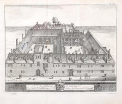 Antique Lincoln College, Oxford engraving by Pieter van der Aa after David Loggan