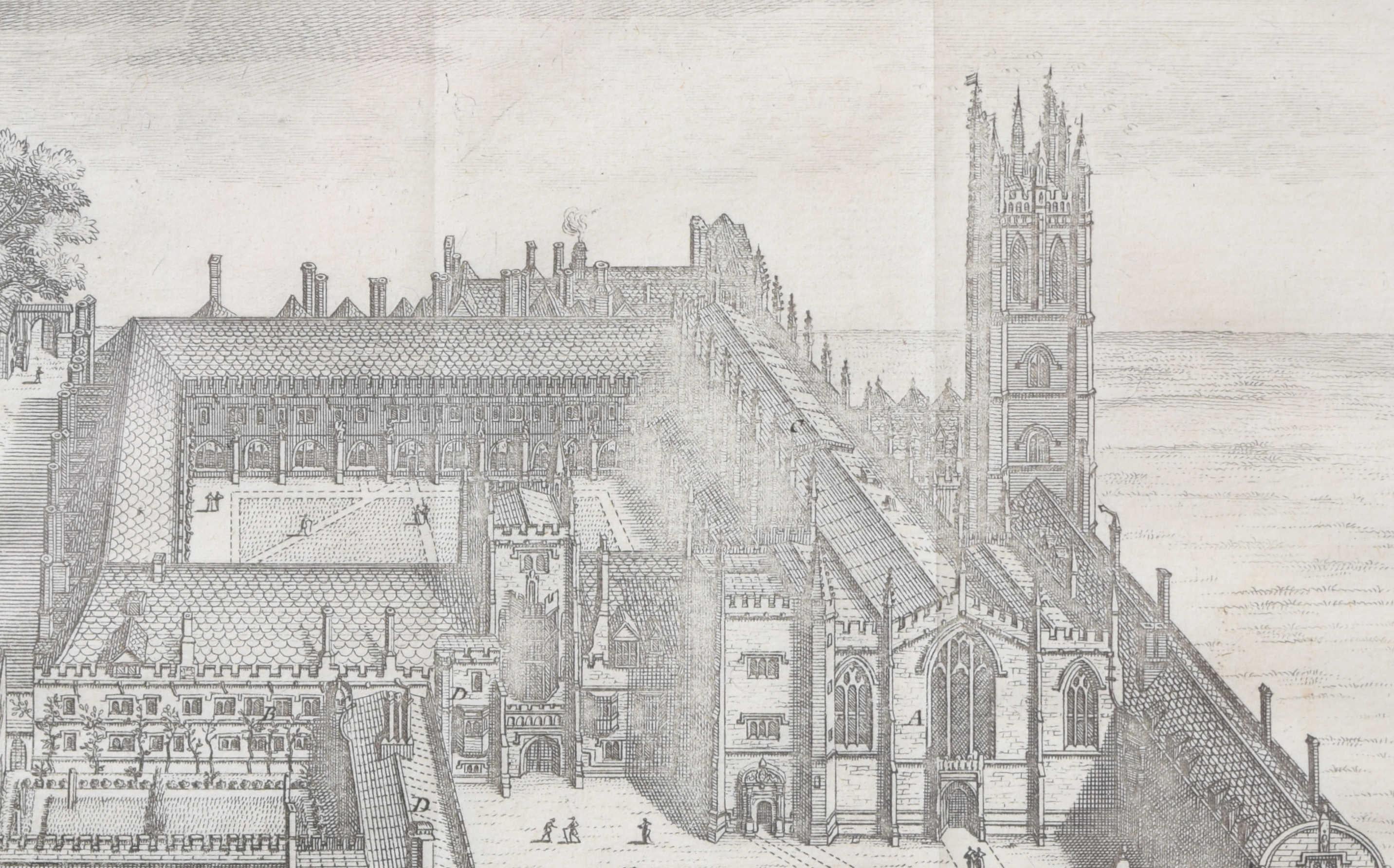 Magdalen College, Oxford engraving by Pieter van der Aa after David Loggan For Sale 2