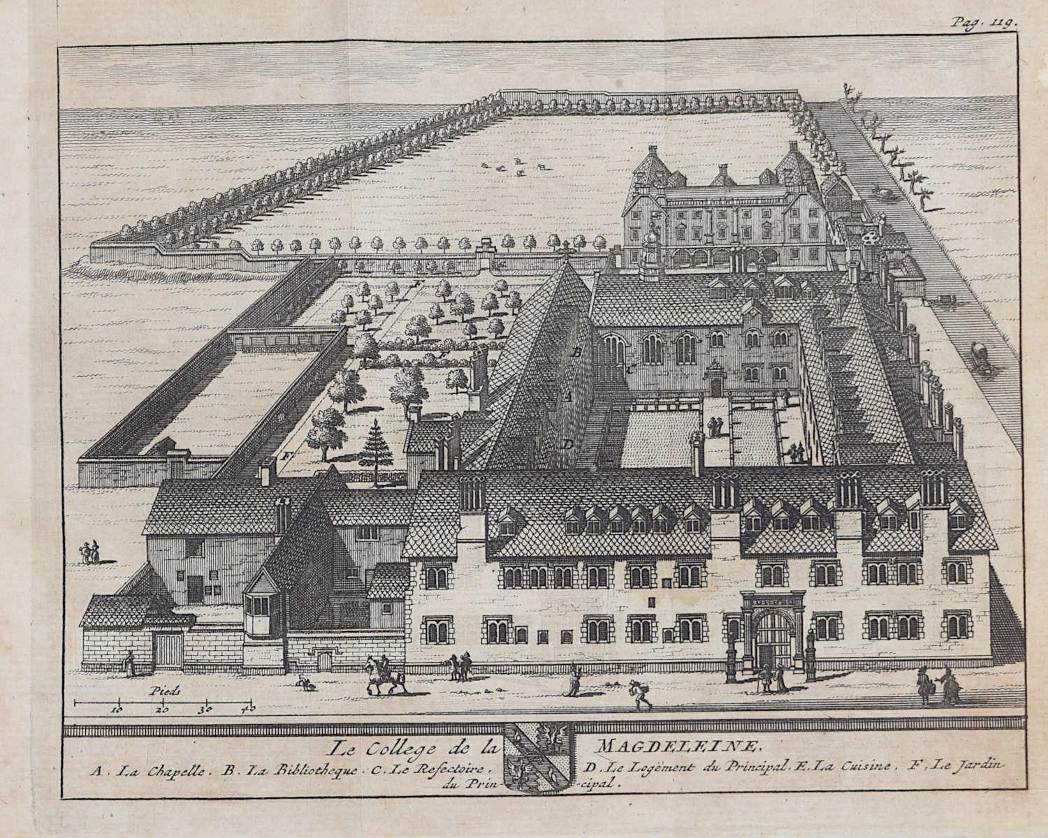 Magdalene College, Cambridge engraving Pieter van der Aa after David Loggan - Print by Pieter Van Der Aa