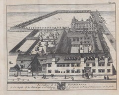 Magdalene College, Cambridge Grabado de Pieter Van Der Aa según David Loggan