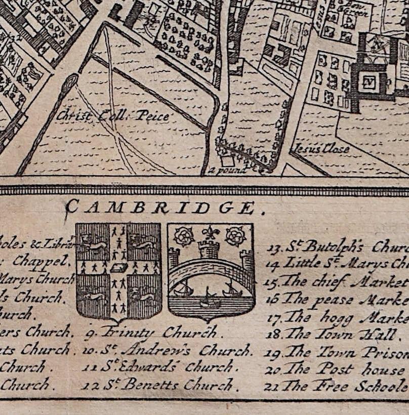 Map of Cambridge, engraving Pieter van der Aa after David Loggan For Sale 1