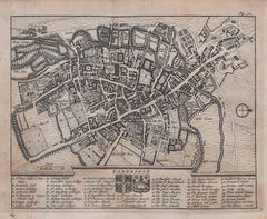 Mapa de Cambridge, grabado de Pieter Van Der Aa según David Loggan