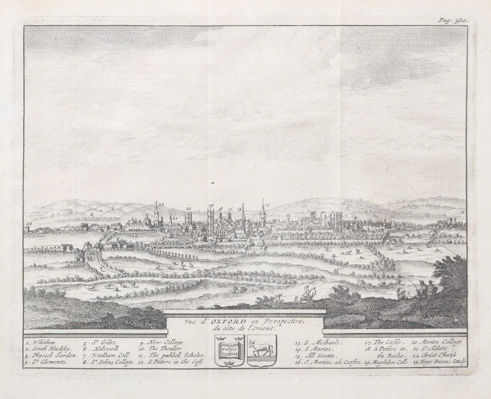 Gravure d'Oxford de l'Est de Pieter van der Aa d'après David Loggan - Print de Pieter Van Der Aa