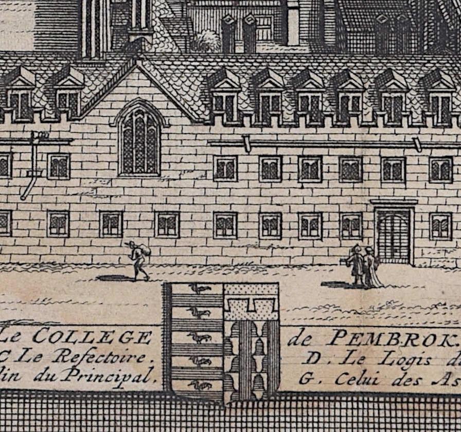 Gravure Pieter van der Aa d'après David Loggan, Pembroke College, Cambridge en vente 2