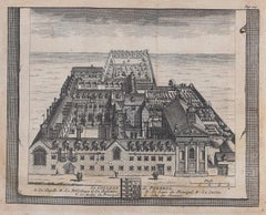 Pembroke College, Cambridge engraving Pieter van der Aa after David Loggan