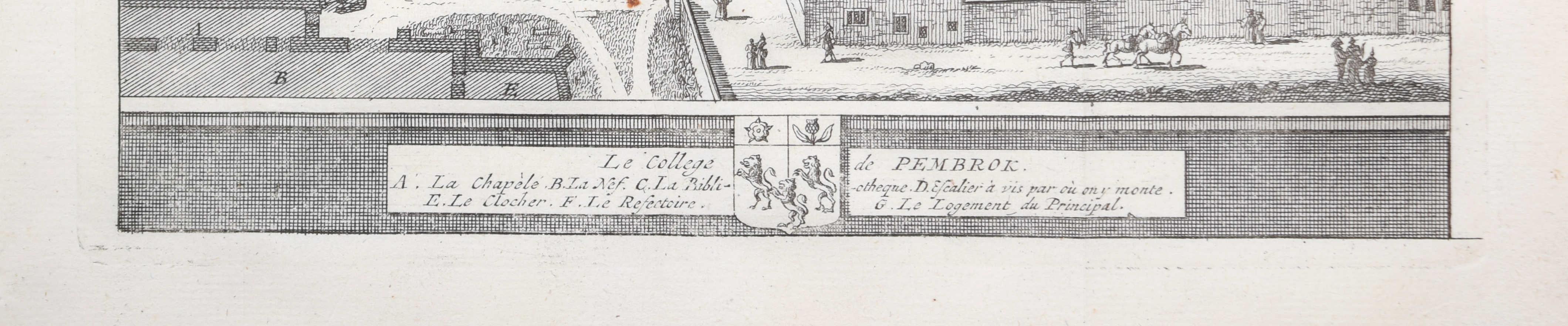 Pieter van der Aa (1659-1733), d'après David Loggan (1634-1692)
Pembroke College, Oxford
Gravure
12 x 16 cm

Une vue du XVIIIe siècle de Pembroke College, Oxford, gravée par Pieter van der Aa d'après une vue antérieure de David Loggan, le célèbre