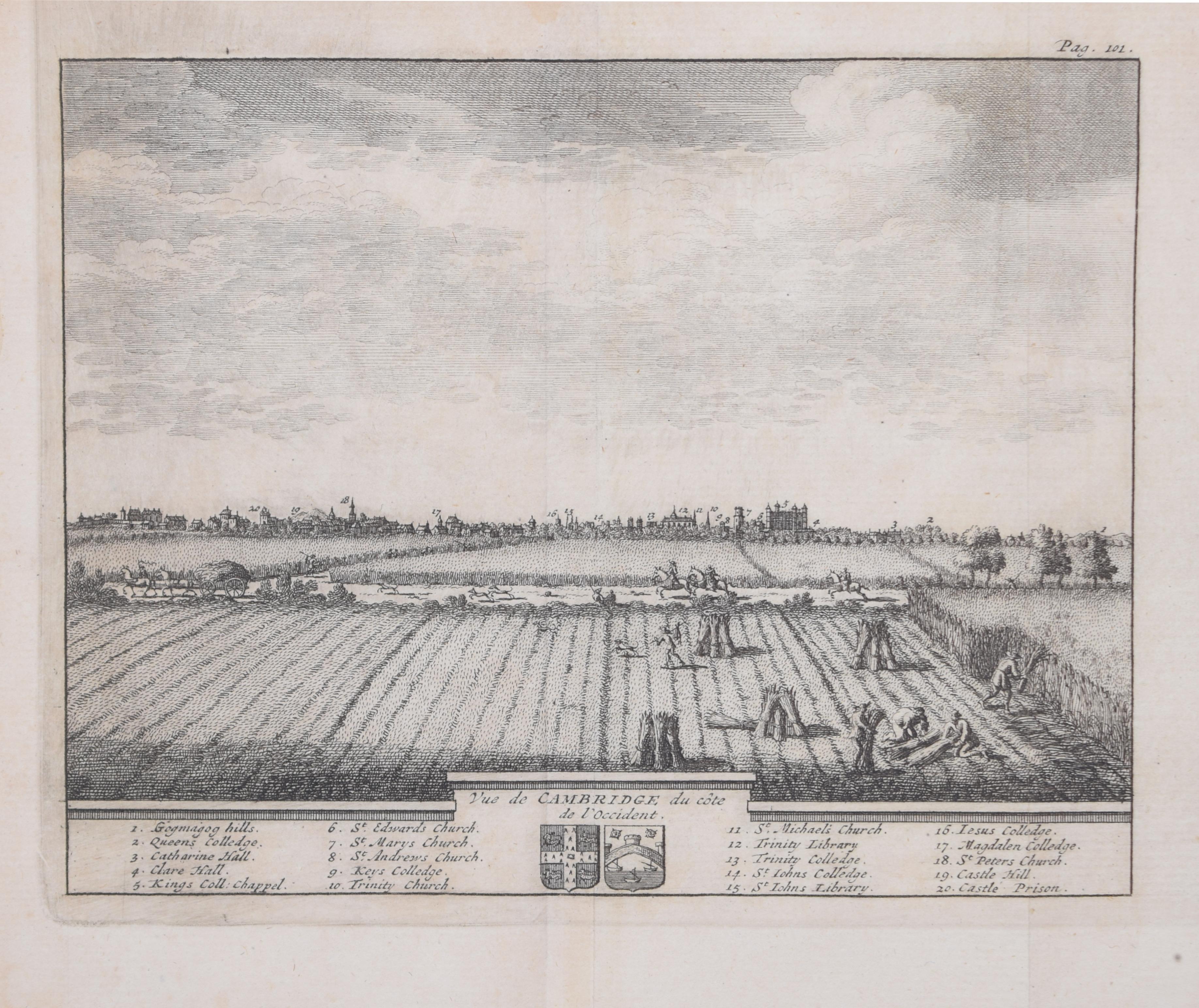 Pieter van der Aa: Cambridge from the East, after David Loggan - Print by Pieter Van Der Aa