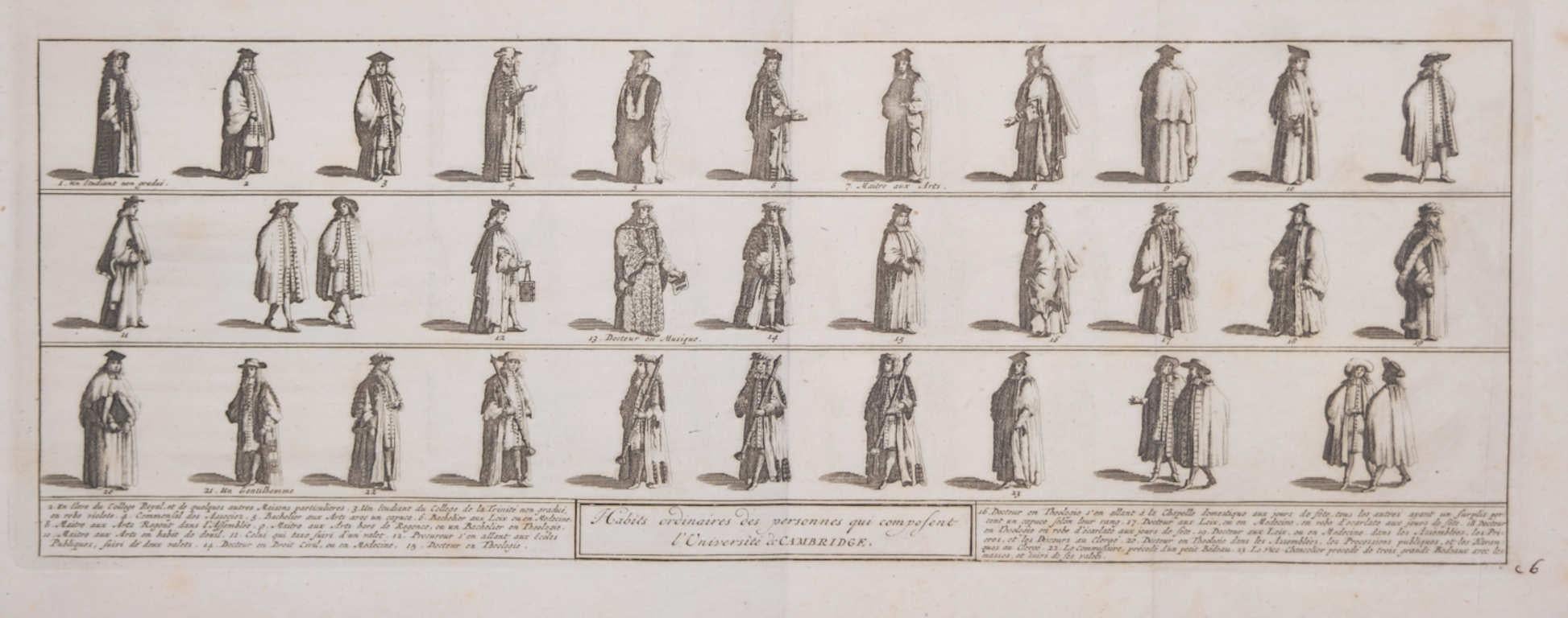 Pieter van der Aa: 'Costumes of the University of Cambridge' after Loggan