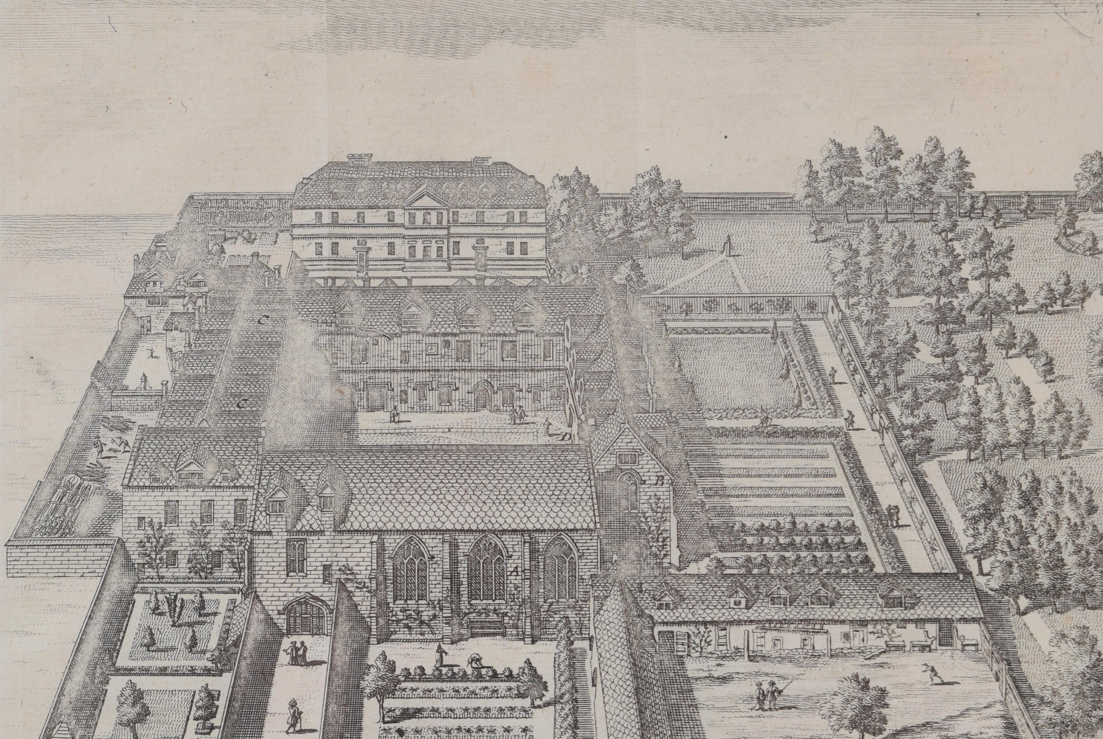 Trinity College, Oxford engraving by Pieter van der Aa after David Loggan For Sale 1