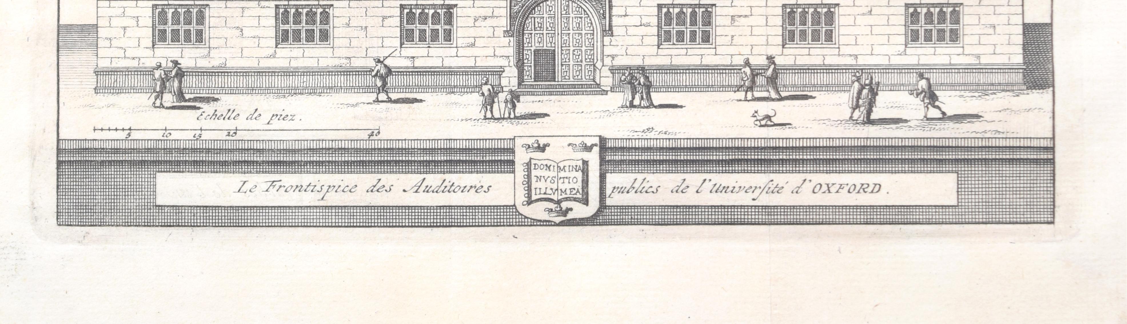 facade des écoles publiques, Université d'Oxford par Pieter van der Aa d'après David Loggan - Réalisme Print par Pieter Van Der Aa