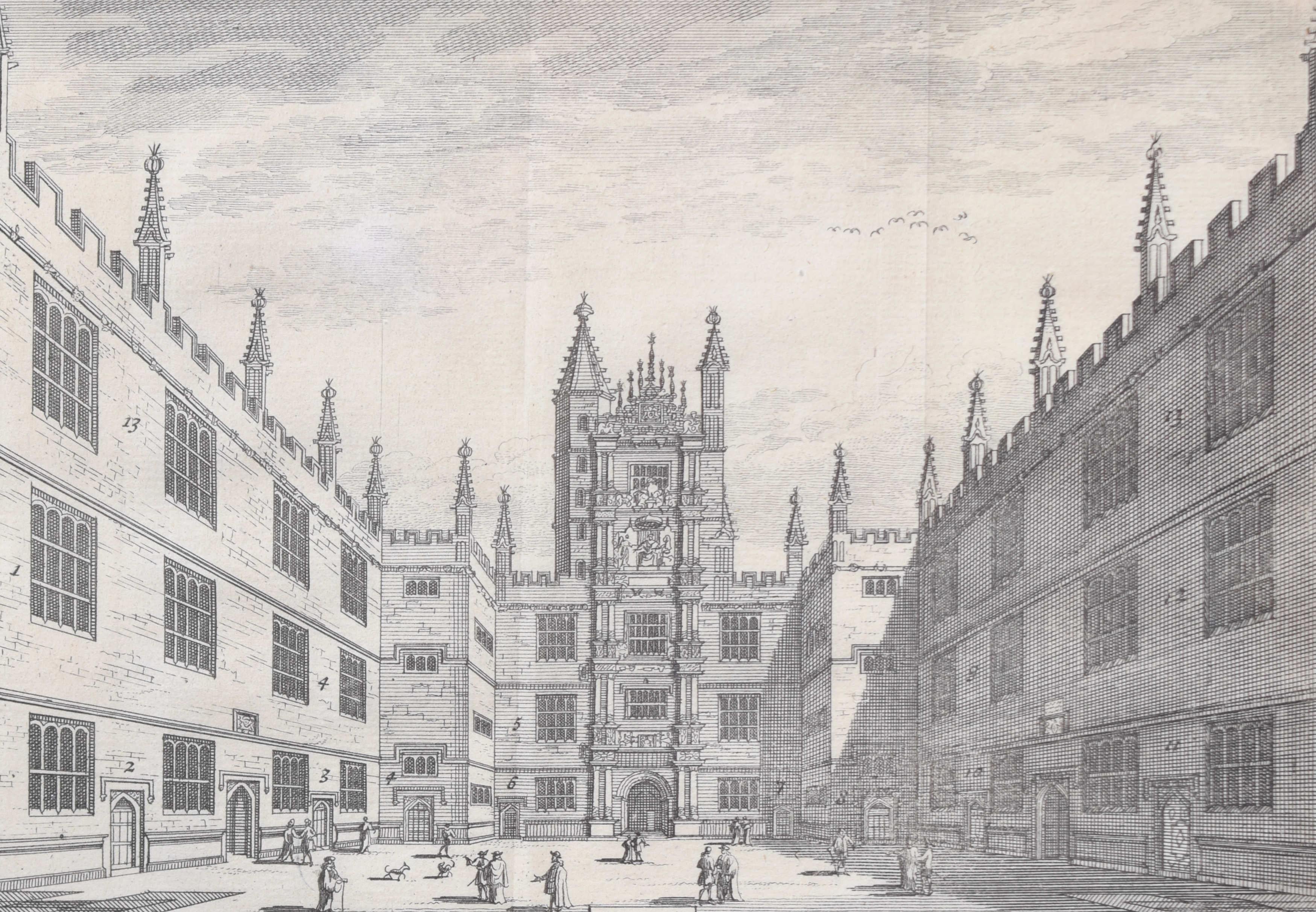 Public Schools, Oxford University by Pieter van der Aa after David Loggan - Realist Print by Pieter Van Der Aa