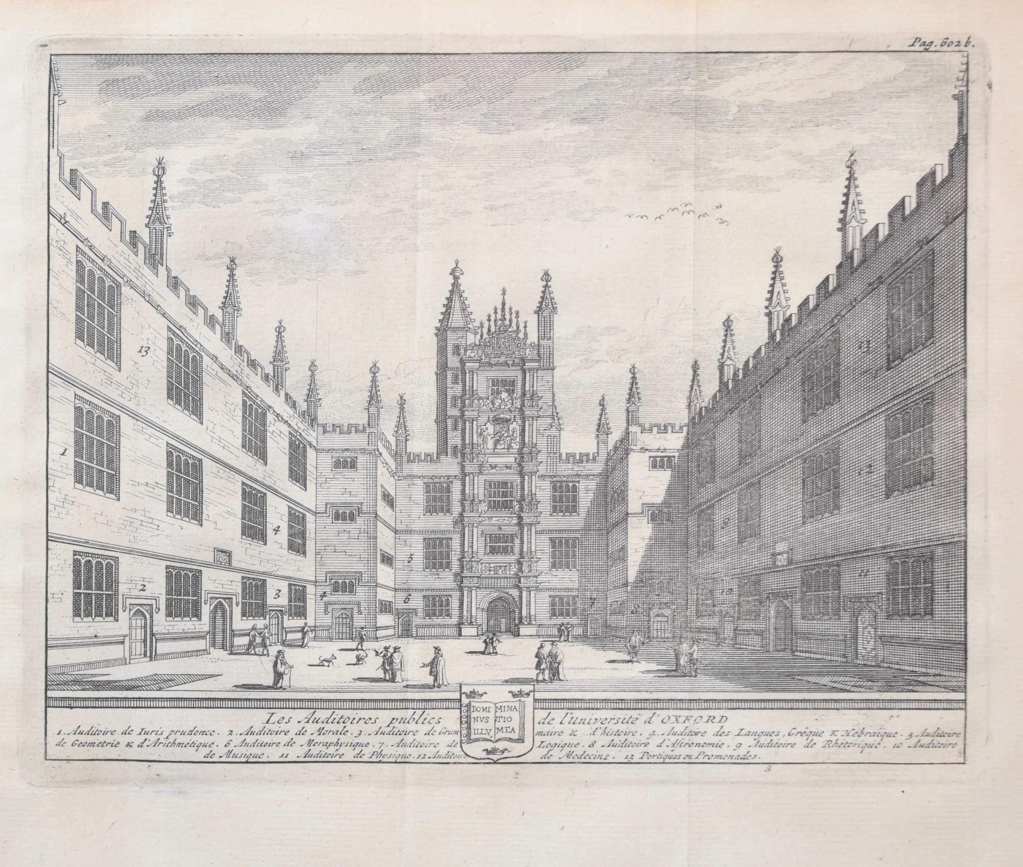 Public Schools, Oxford University by Pieter van der Aa after David Loggan - Print by Pieter Van Der Aa