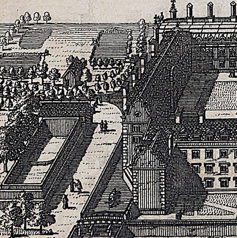 St John's College, Cambridge Kupferstich Pieter Van Der Aa nach David Loggan im Angebot 2