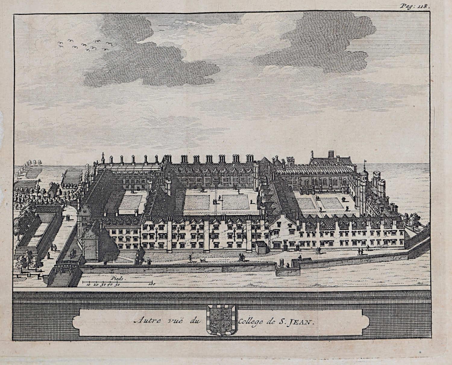 Pieter van der Aa (1659 - 1733), nach David Loggan (1634 - 1692)
St. John's College, Cambridge
Gravur
12 x 16 cm

Eine Ansicht von St. John's, Cambridge, aus dem 18. Jahrhundert, gestochen von Pieter van der Aa nach David Loggan, dem bekannten