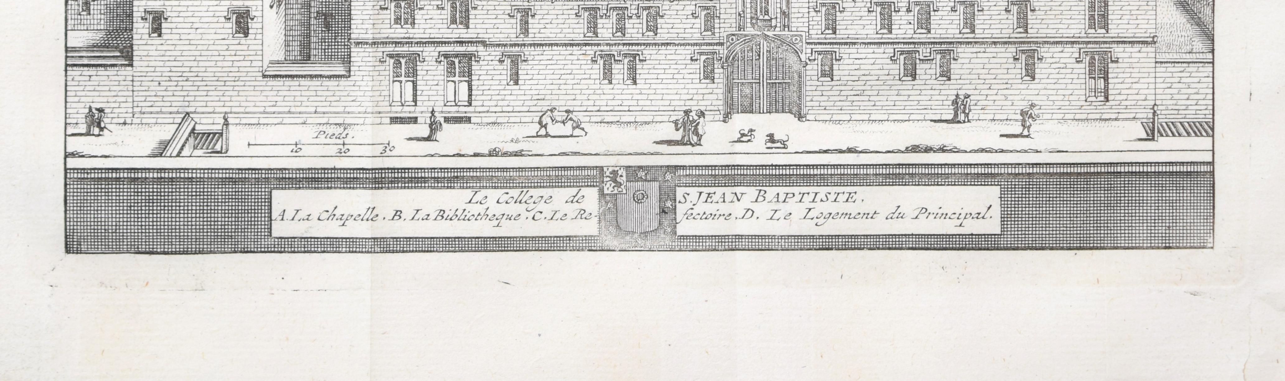 Gravure du St John's College d'Oxford de Pieter van der Aa d'après David Loggan - Réalisme Print par Pieter Van Der Aa