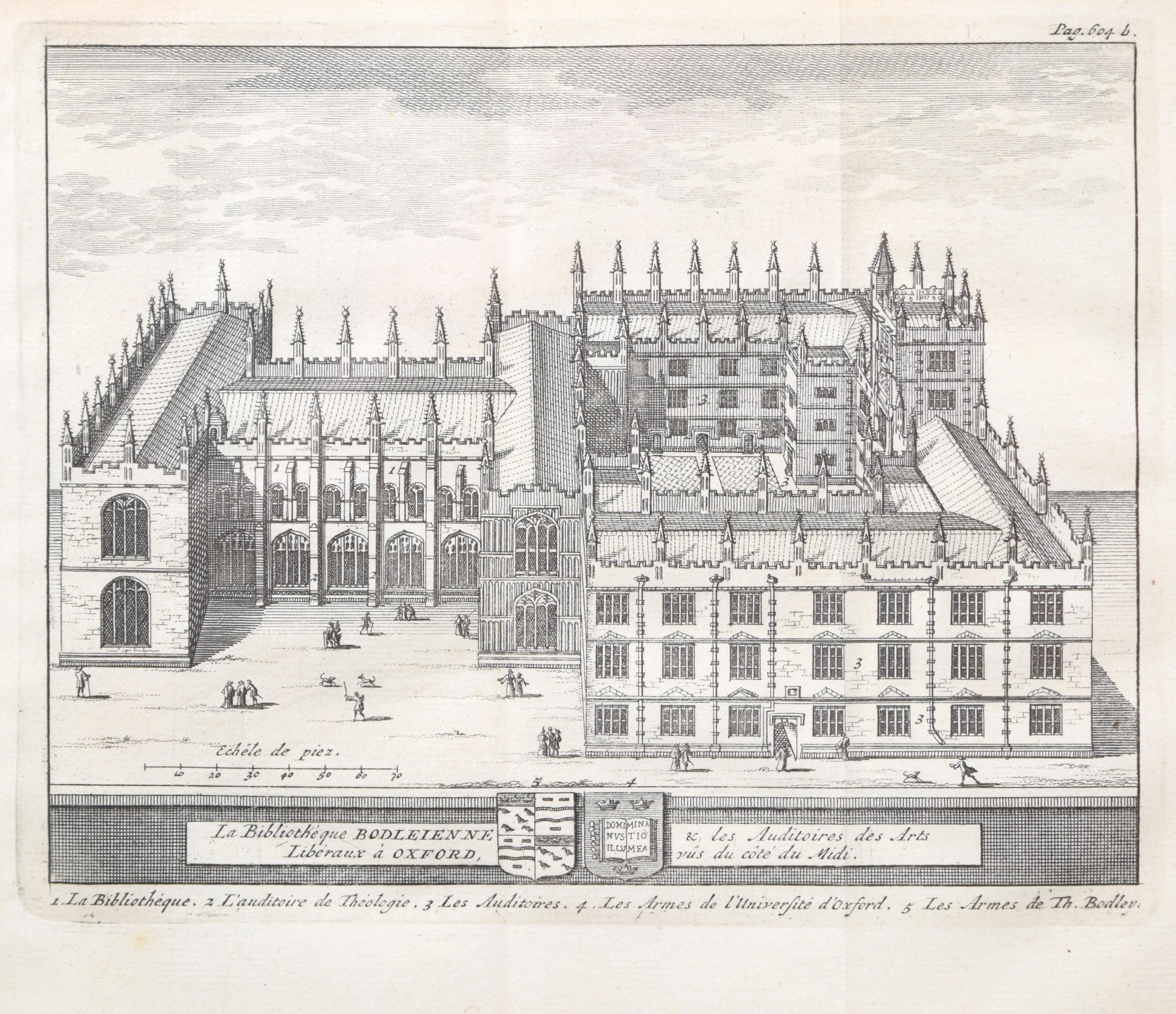 La bibliothèque Bodleian, Oxford University par Pieter van der Aa d'après David Loggan - Print de Pieter Van Der Aa