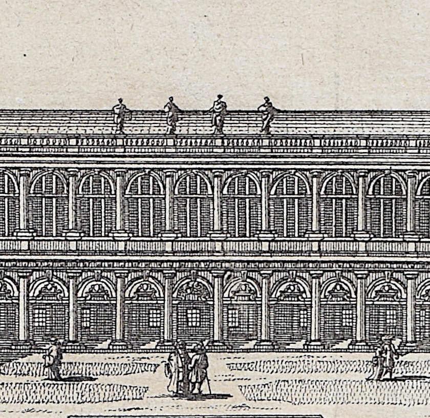 Trinity College, Cambridge engraving Pieter van der Aa after David Loggan ii - Realist Print by Pieter Van Der Aa