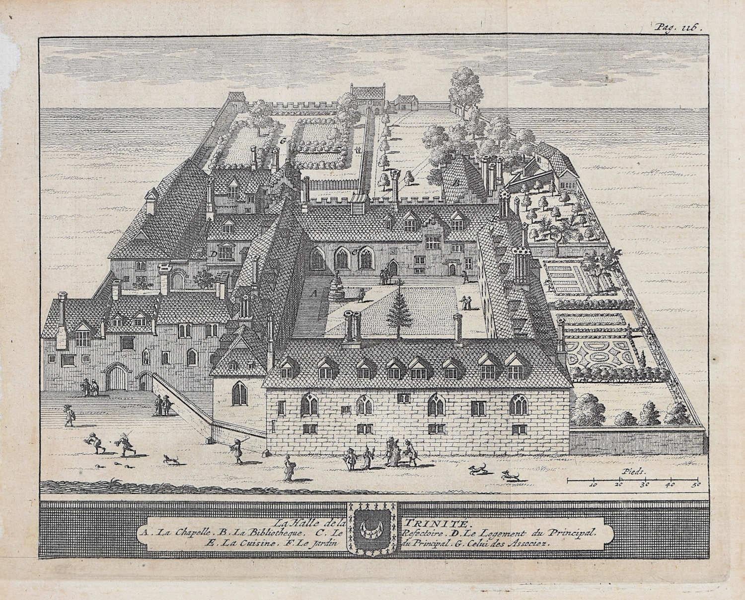 Trinity College, Cambridge engraving Pieter van der Aa after David Loggan i - Print by Pieter Van Der Aa