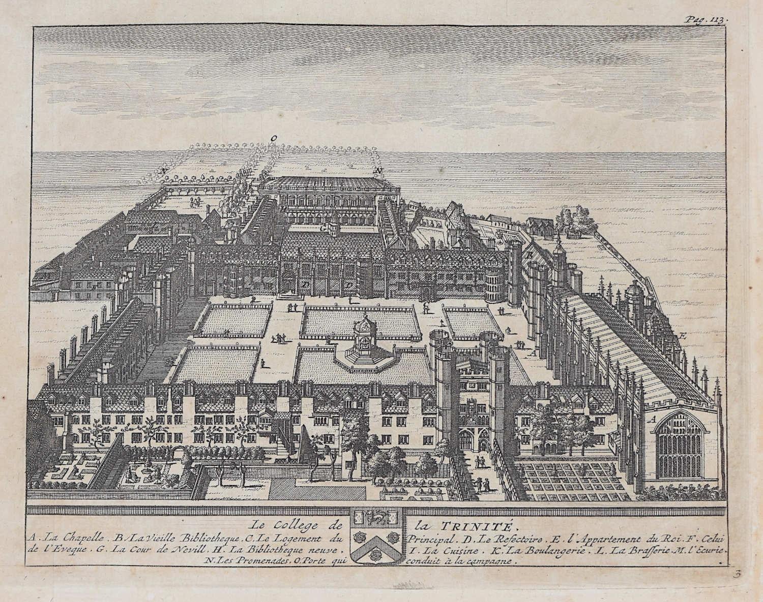 Trinity College, Cambridge engraving Pieter van der Aa after David Loggan iv - Print by Pieter Van Der Aa