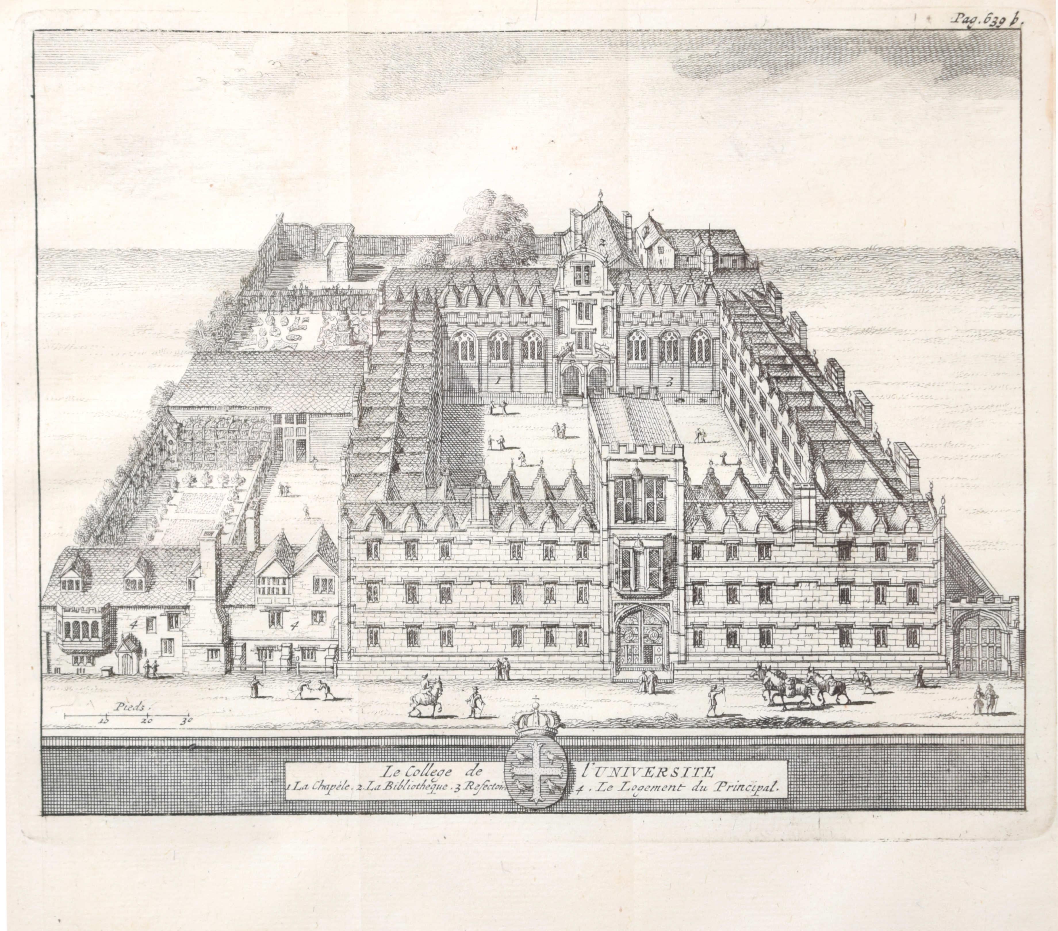 University College, Oxford, Kupferstich von Pieter van der Aa nach David Loggan – Print von Pieter Van Der Aa