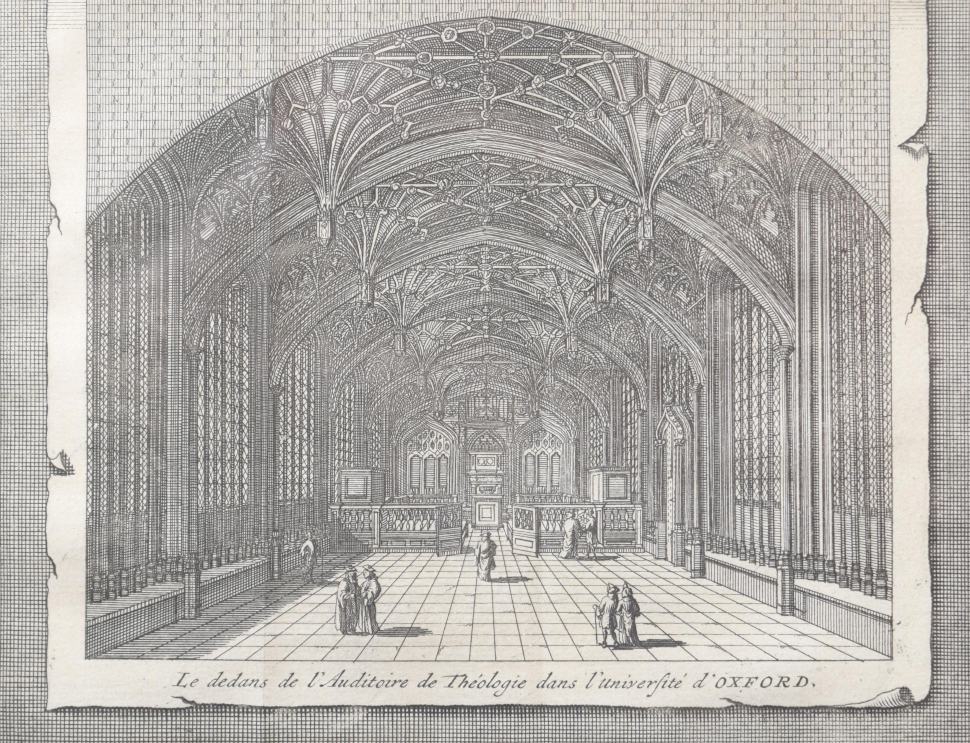 Pieter van der Aa (1659-1733), after David Loggan (1634–1692)
The Divinity School, University of Oxford
Engraving
12 x 16 cm

An eighteenth-century view of Oxford's medieval Divinity School, which was once the beating heart of theological studies at