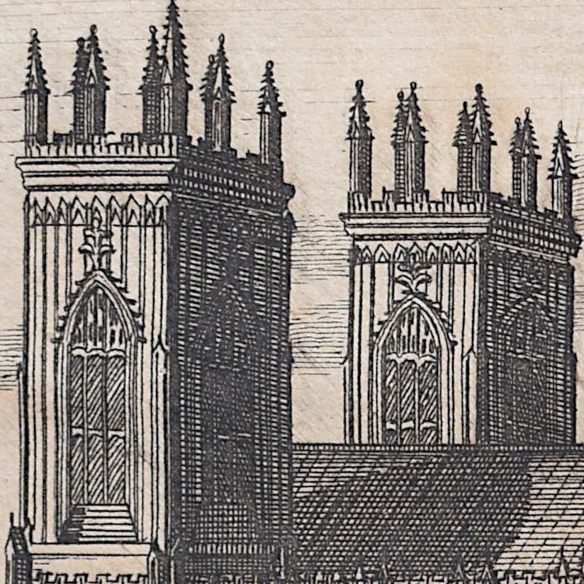 York Minster, engraving Pieter van der Aa probably after Johannes Kip - Realist Print by Pieter Van Der Aa