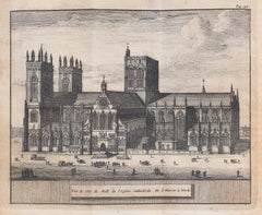York Minster, grabado de Pieter Van Der Aa probablemente según Johannes Kip