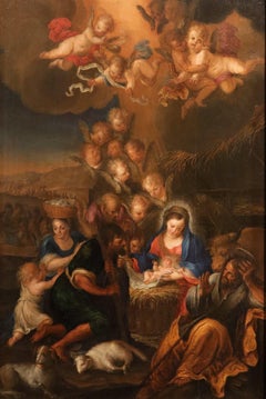 Adoration Shepherds Van Lint Paint 17th Century Oil on table Old master Flemish