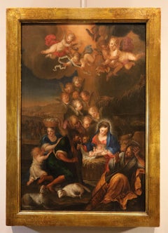 Adoration Shepherds Van Lint Paint 17th Century Oil on table Old master Flemish