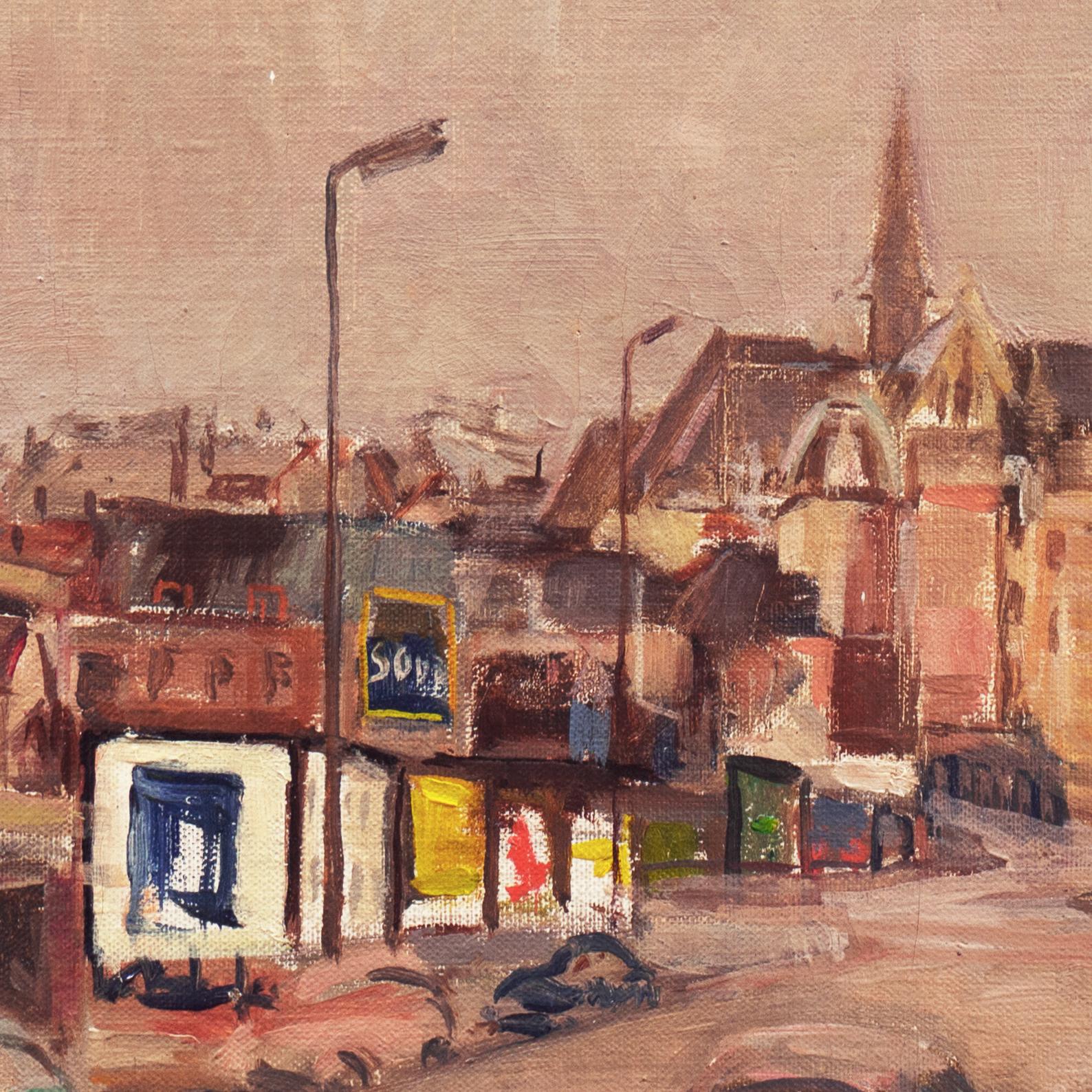 'Brussels, View from a Window', Modernist, Mid-Century Cityscape, Belgium For Sale 3
