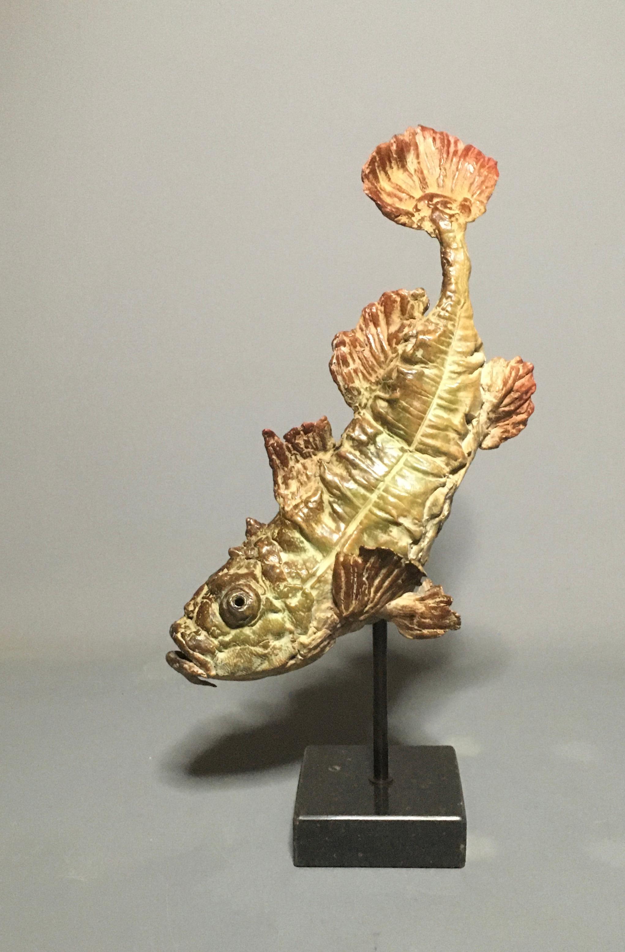 Pieter Vanden Daele Figurative Sculpture - Reytus Bronze Sculpture Fish Animal Water Contemporary In Stock 