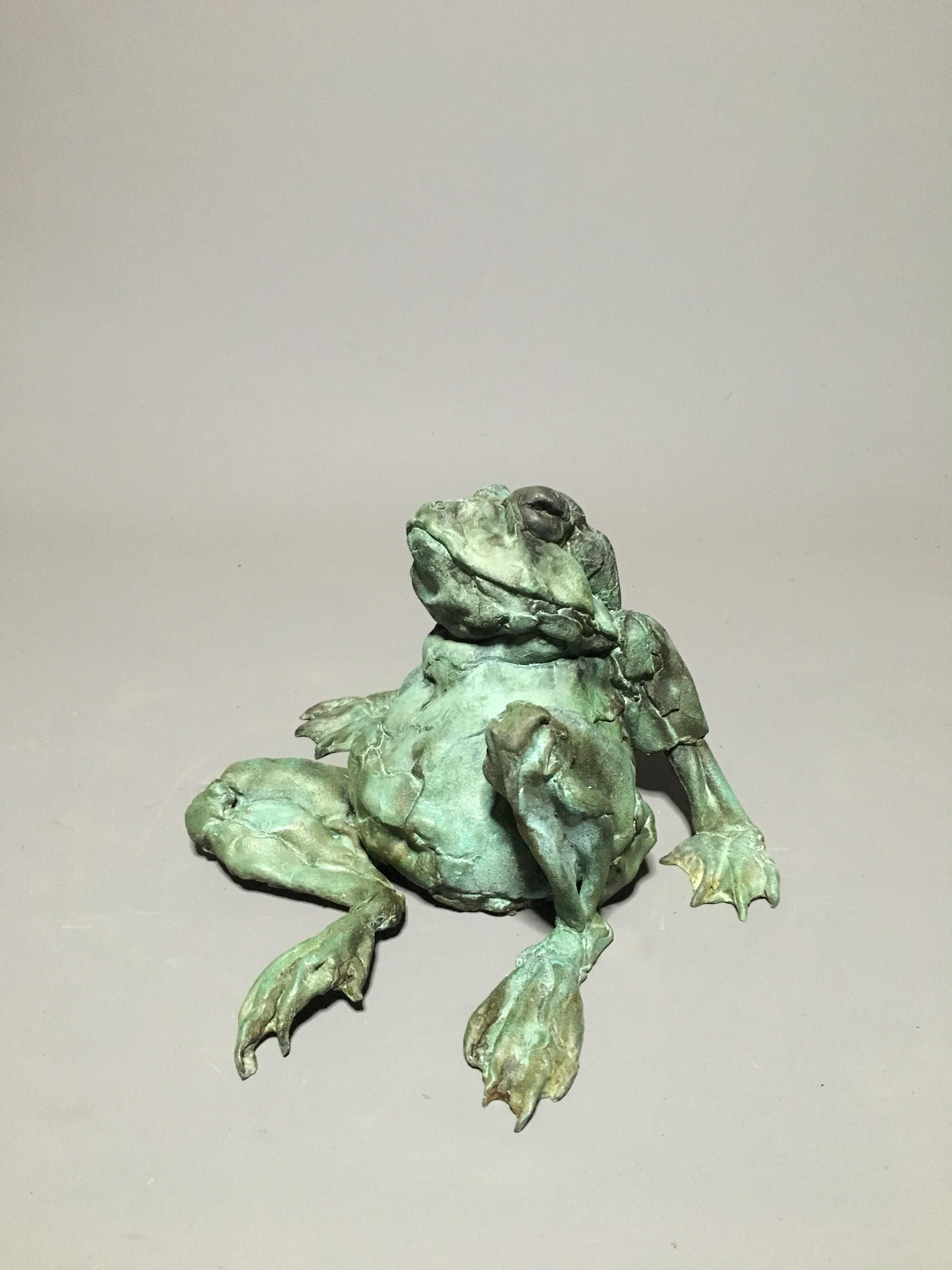 Pieter Vanden Daele Figurative Sculpture - Rolando Bronze Sculpture Frog Animal 