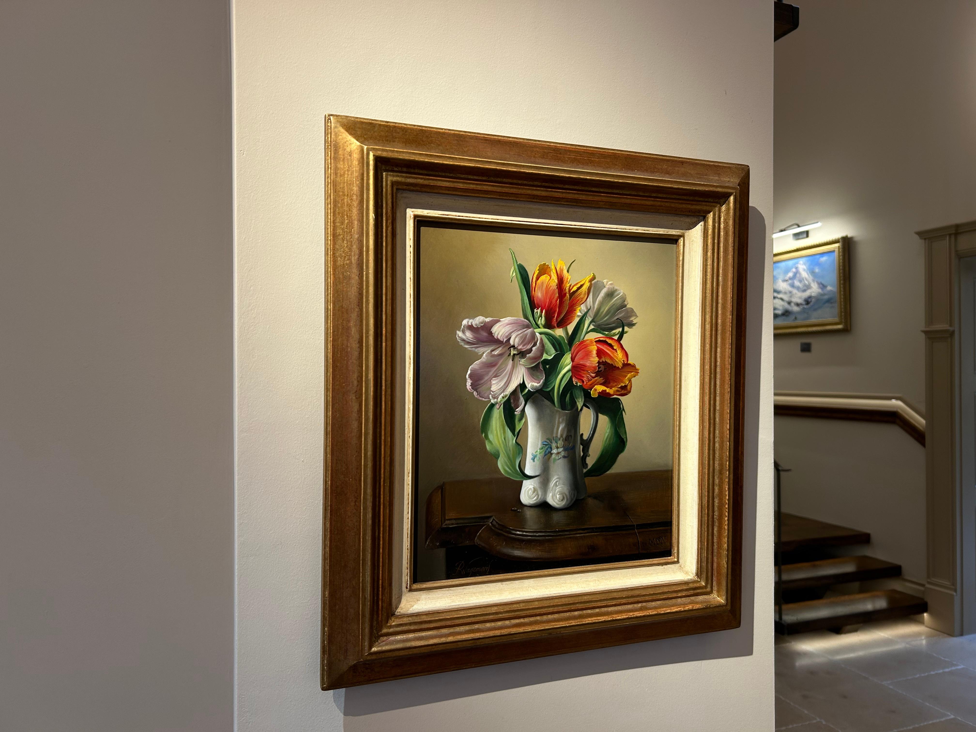 Papagei Tulpen – Painting von Pieter Wagemans