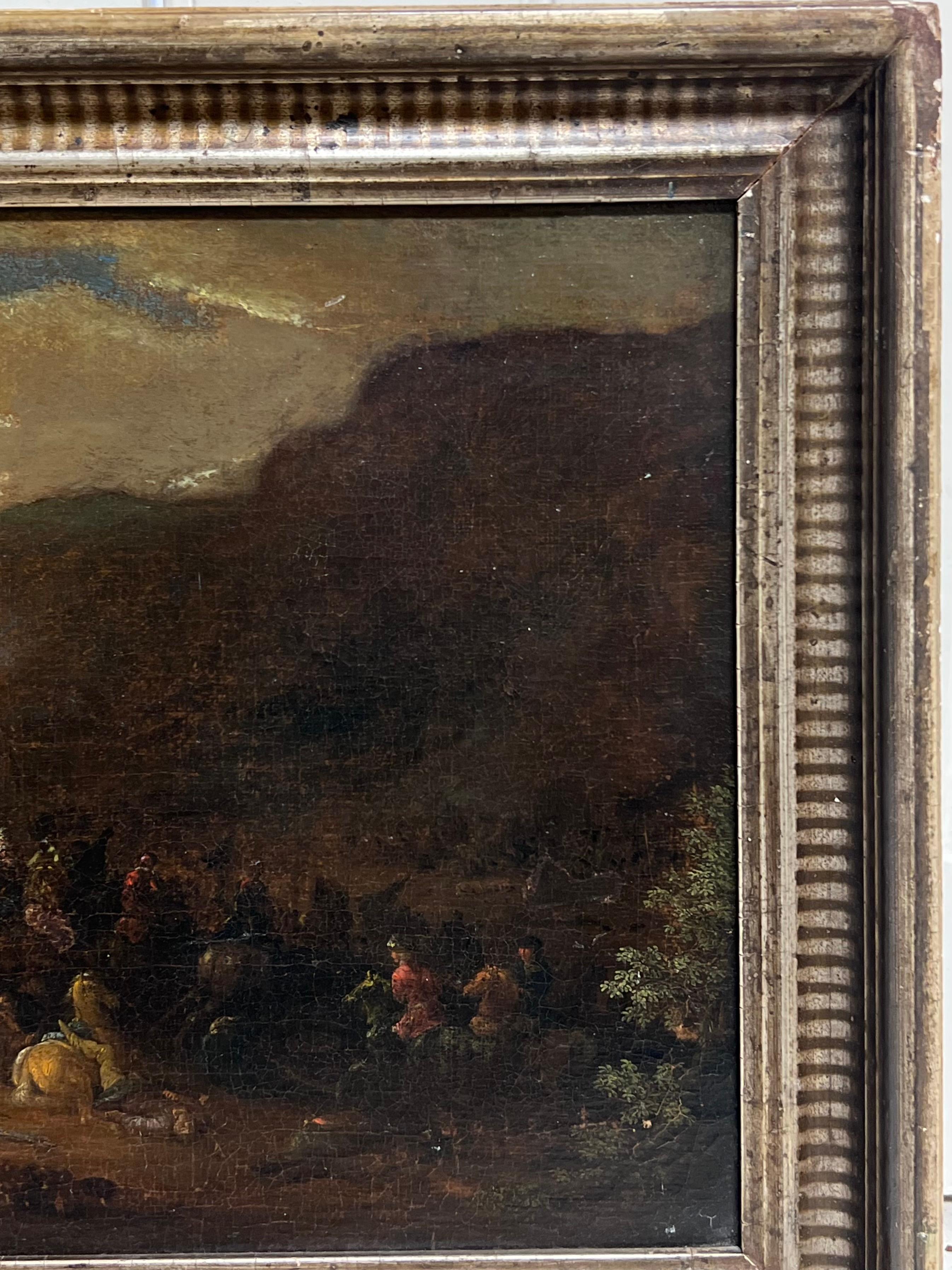 Fine 17th Century Flemish Oil Painting Cavalry Skirmish Many Figures & Horses im Angebot 1
